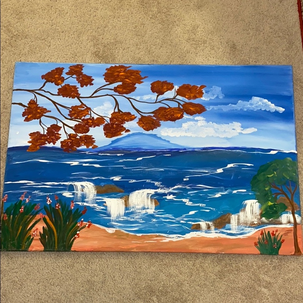 Beach Side View Acrylic Painting Home Decor